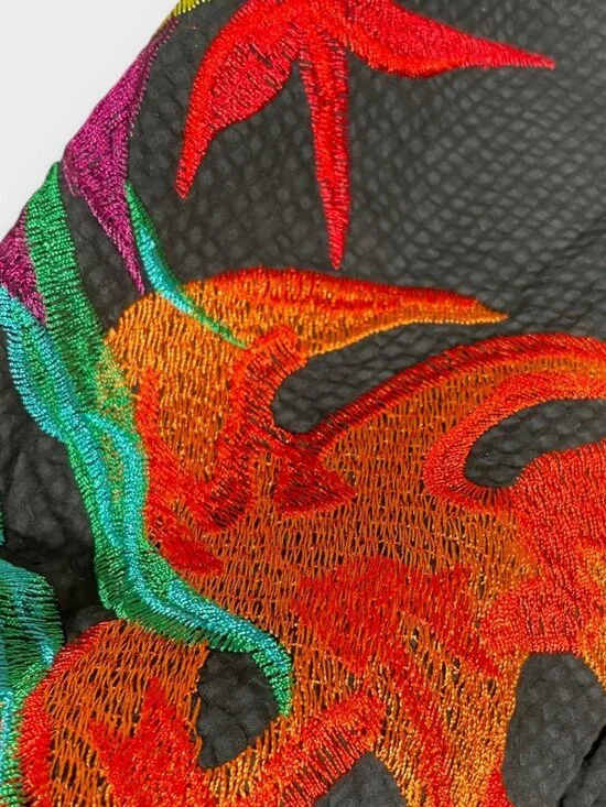 Desigual Stella Jean Jumpsuit L Embroidered Black Off Shoulder - Picture 4 of 13